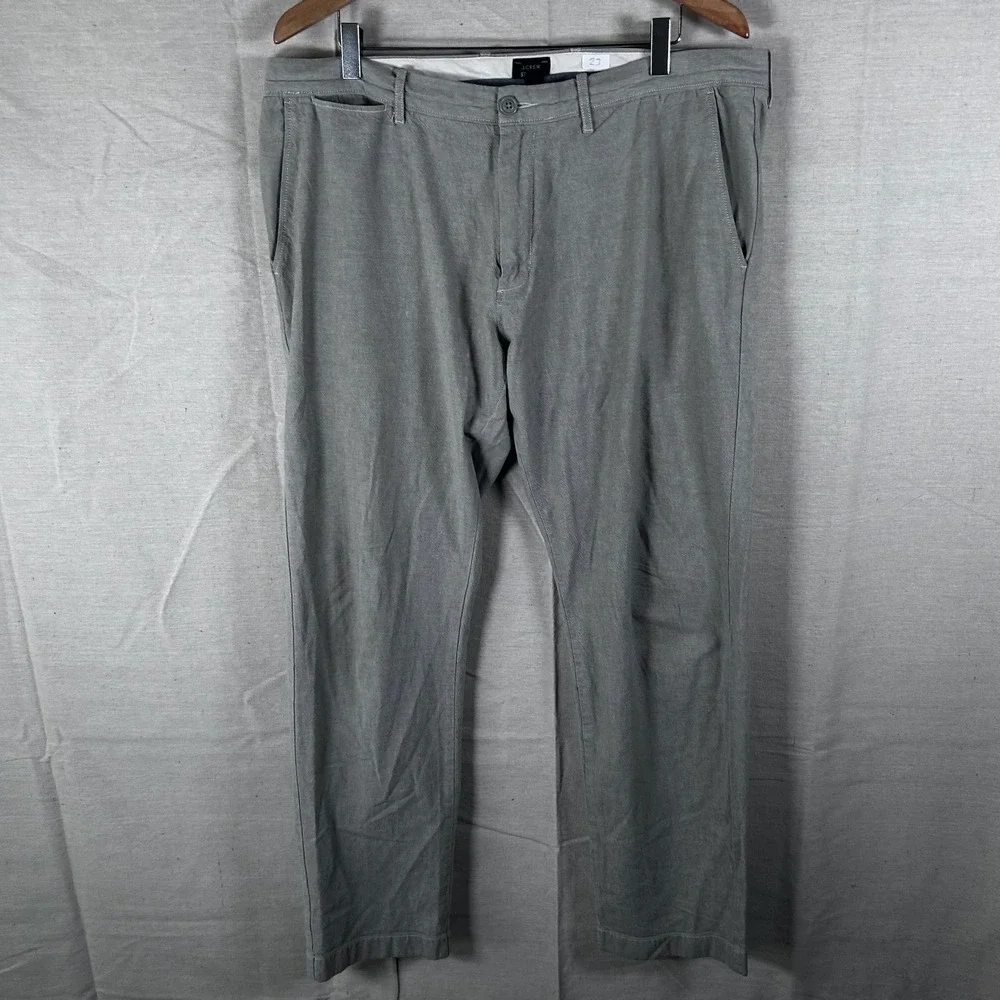 J.Crew 484 Stretch Chino‎ Pants Mens 36x32 Gray Cotton Blend Flat Front Trousers